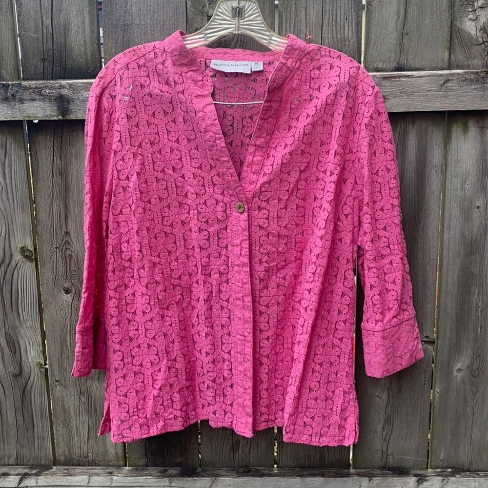Rebecca Malone lace pink top sz. XL